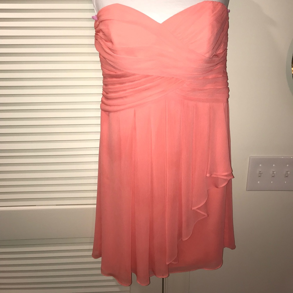 Short Crinkle Chiffon Dress with Front Cascade